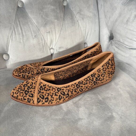 TOMS Leopard Print Flats Brown Knit Ballet Shoes – Women’s 7.5 - Picture 4 of 9